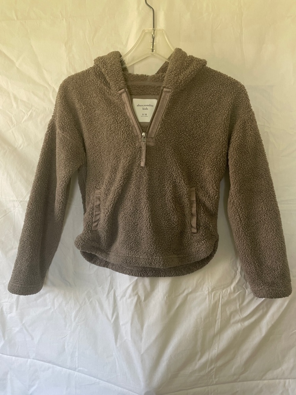 abercrombie kids brown sherpa half-zip hoodie